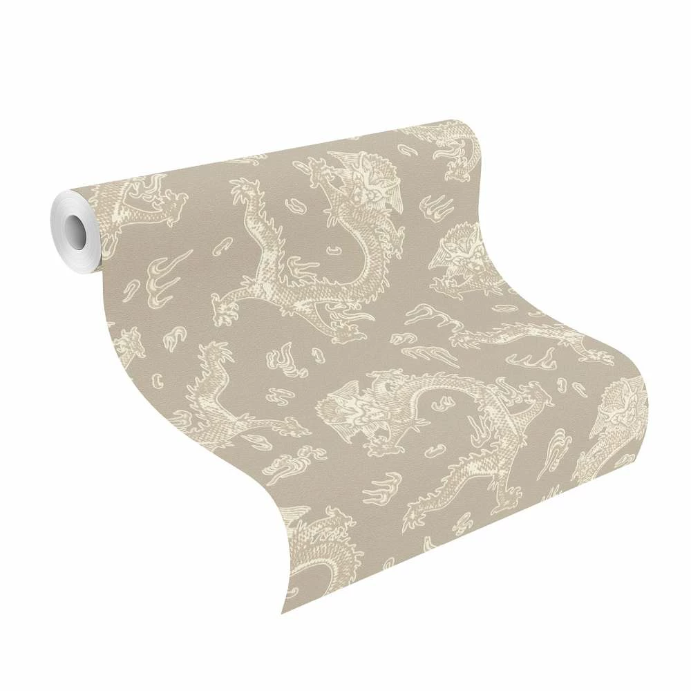 BARBARA Home Tapete China Drachen Taupe Weiß 527933 4 BARBARA Home Tapete China Drachen Taupe Weiß 527933 – Bild 2