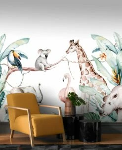 Premium Fototapete Wald Tiere Mehrfarbig 253313