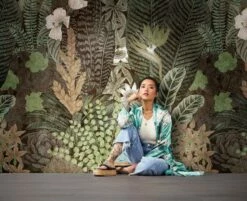 Fototapeten Dschungel Blätter Floral Grün Braun 38243-1