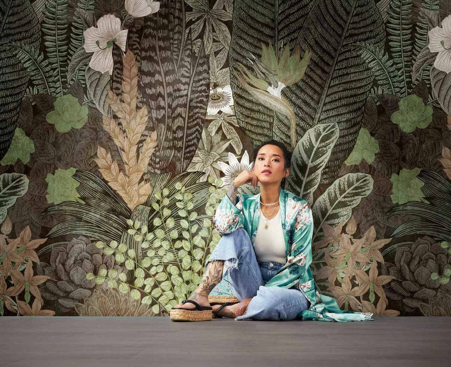 Fototapeten Dschungel Blätter Floral Grün Braun 38243-1 3 Fototapeten Dschungel Blätter Floral Grün Braun 38243-1