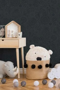 Kindertapete Mandala Schmetterlinge Schwarz Glanz 35816-2 -Haus Dekoration Kindertapete Mandala Schmetterlinge schwarz Glanz 35816 2 183147