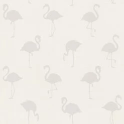 Vliestapete Kinder Flamingos Weiß Silber 038917