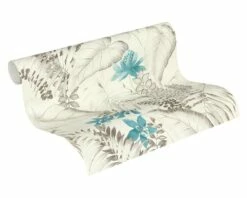Tapete Vlies 37279-2 Floral Exotik Blumen Weiß Braun