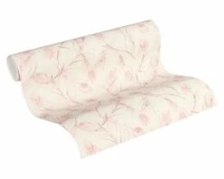 Tapete Vlies 37367-2 Federn Weiß Rosa Grau Glitzer