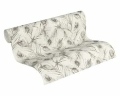 Tapete Vlies 37367-4 Federn Grau Gold Glitzer