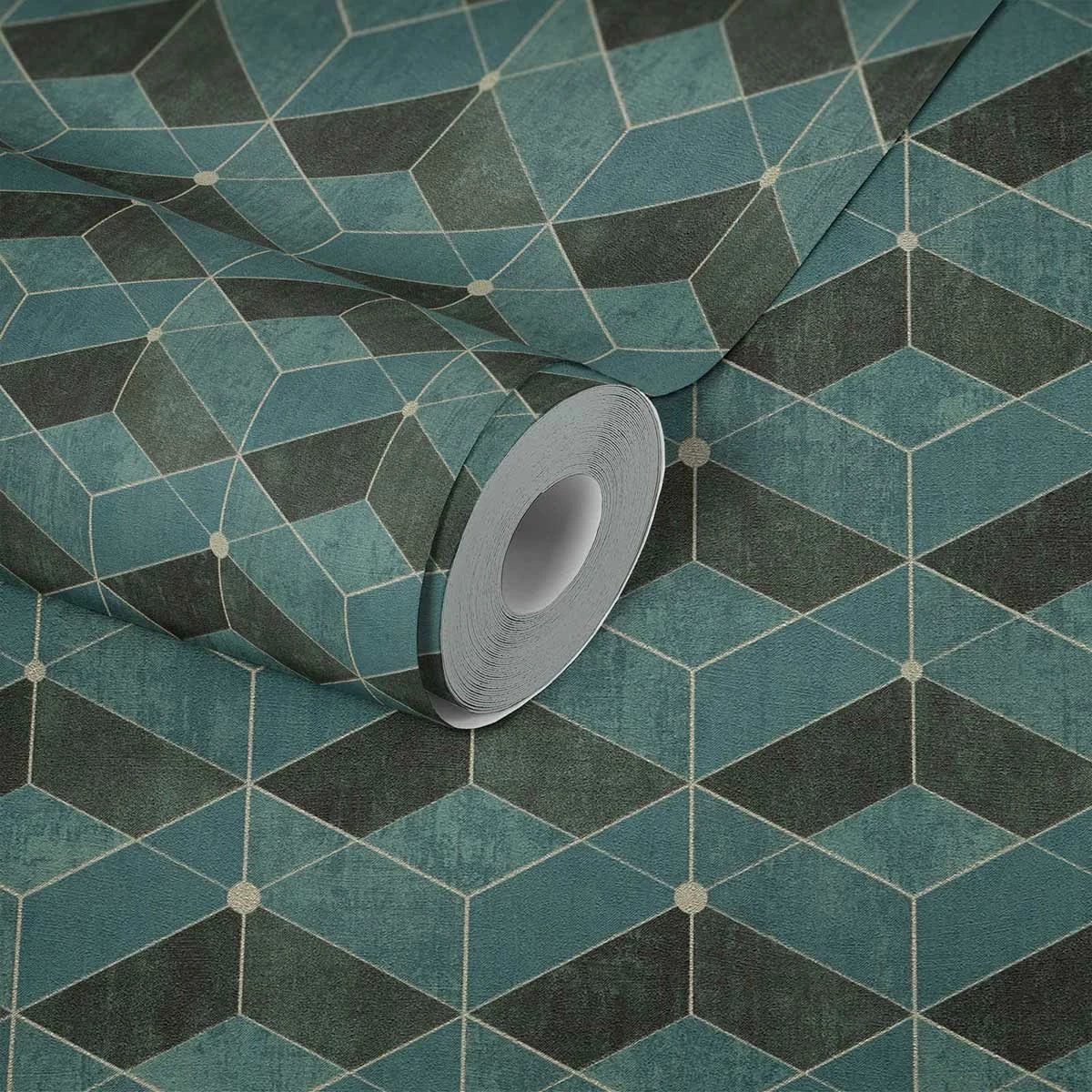 Tapete Vlies 3D-Effekt Grafisch Grün Schwarz Gold 38202-3 3 Tapete Vlies 3D-Effekt Grafisch Grün Schwarz Gold 38202-3