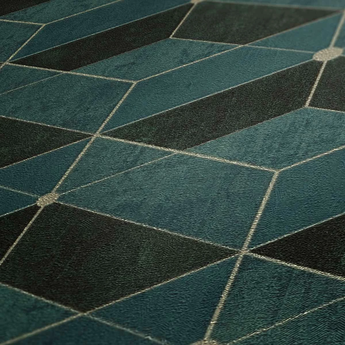 Tapete Vlies 3D-Effekt Grafisch Grün Schwarz Gold 38202-3 5 Tapete Vlies 3D-Effekt Grafisch Grün Schwarz Gold 38202-3 – Bild 3