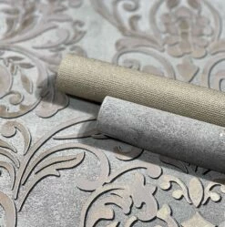 Tapete Vlies Barock Metallic Grau Silber 32602 -Haus Dekoration Tapete Vlies Barock Metallic grau silber 32602 63206204