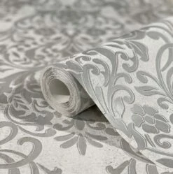 Tapete Vlies Barock Metallic Grau Silber 32602