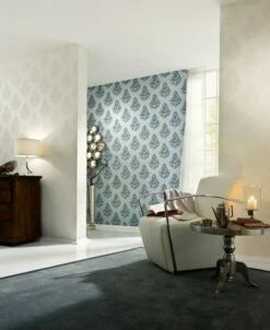 Tapete Vlies Architects Paper Barock Silber Glanz 95981-2 -Haus Dekoration Tapete Vlies Barock Strukturiert weiss Metallic 2