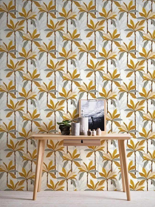Tapete Vlies Blätter Palmen Weiß Gelb Grau 37530-2 5 Tapete Vlies Blätter Palmen Weiß Gelb Grau 37530-2 – Bild 3