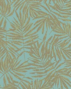 Tapete Vlies Blätter Blau Grün Metallic 31319