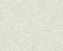 Tapete Vlies Blätter Grau Weiß Linen Style 36633-1