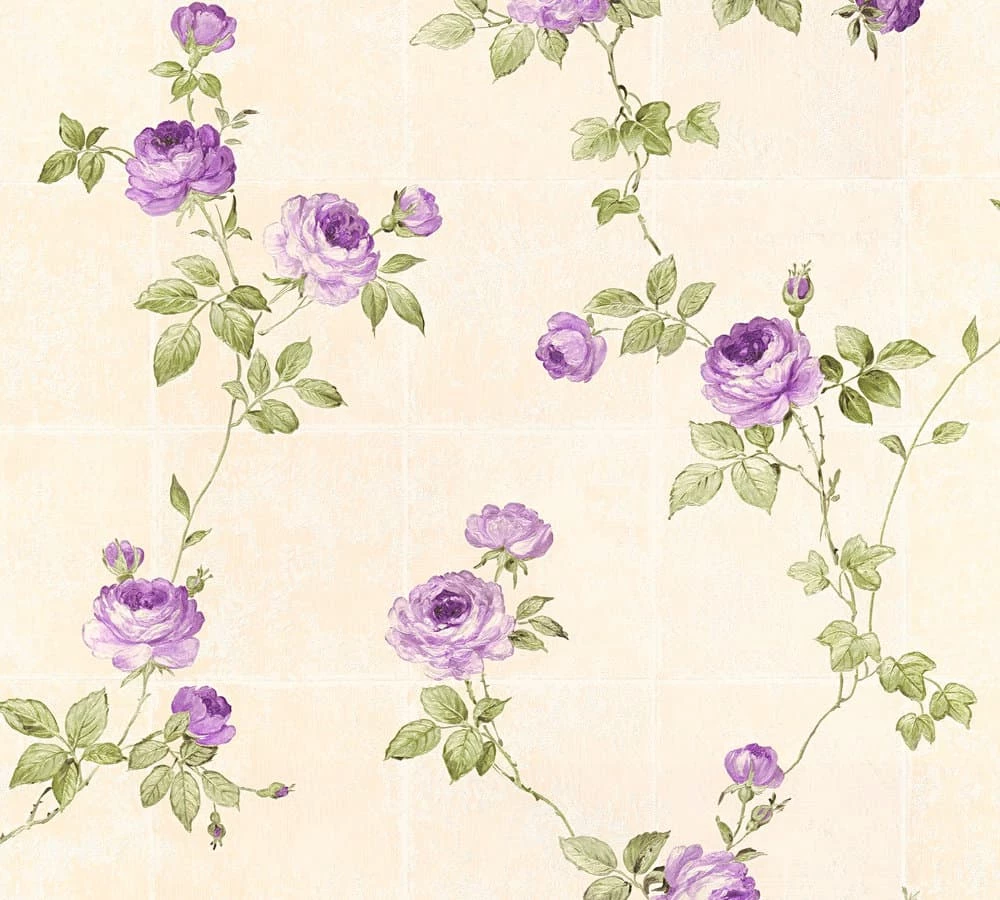 Tapete Vlies Blumen Fliesen Beige Grün Glanz 34501-5 3 Tapete Vlies Blumen Fliesen Beige Grün Glanz 34501-5