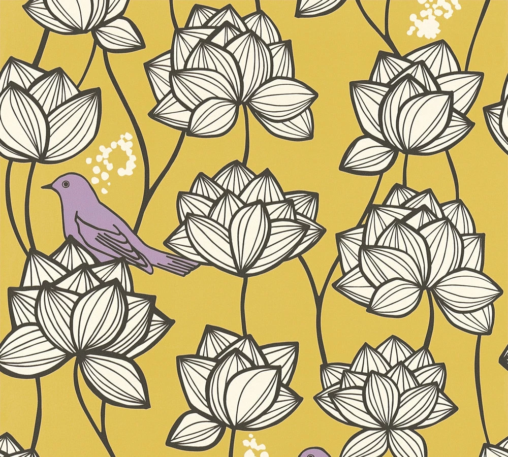 Vlies Tapete Floral Vögel Goldgelb Weiß AS Creation 36317-3 3 Vlies Tapete Floral Vögel Goldgelb Weiß AS Creation 36317-3