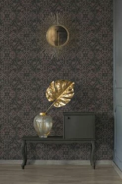 Tapete Vlies Ethno-Design Schwarz Rosa Bronze 38521-2