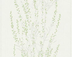 Tapete Vlies Floral Äste Weiß Grün Glanz 37267-2