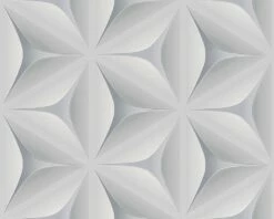 Tapete Vlies 3D-Optik Blumen Aquarell Blaugrau 96042-1