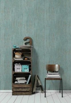 Tapete Vlies Holzbalken Textur Türkis Braun 36487-1 -Haus Dekoration Tapete Vlies Holzbalken Textur tuerkis braun 364 3