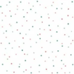 Tapete Vlies Kinderzimmer 139049 Punkte Weiß Grün Rosa