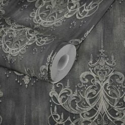 Tapete Vlies Ornamente Barock Anthrazit Gold 38096-4