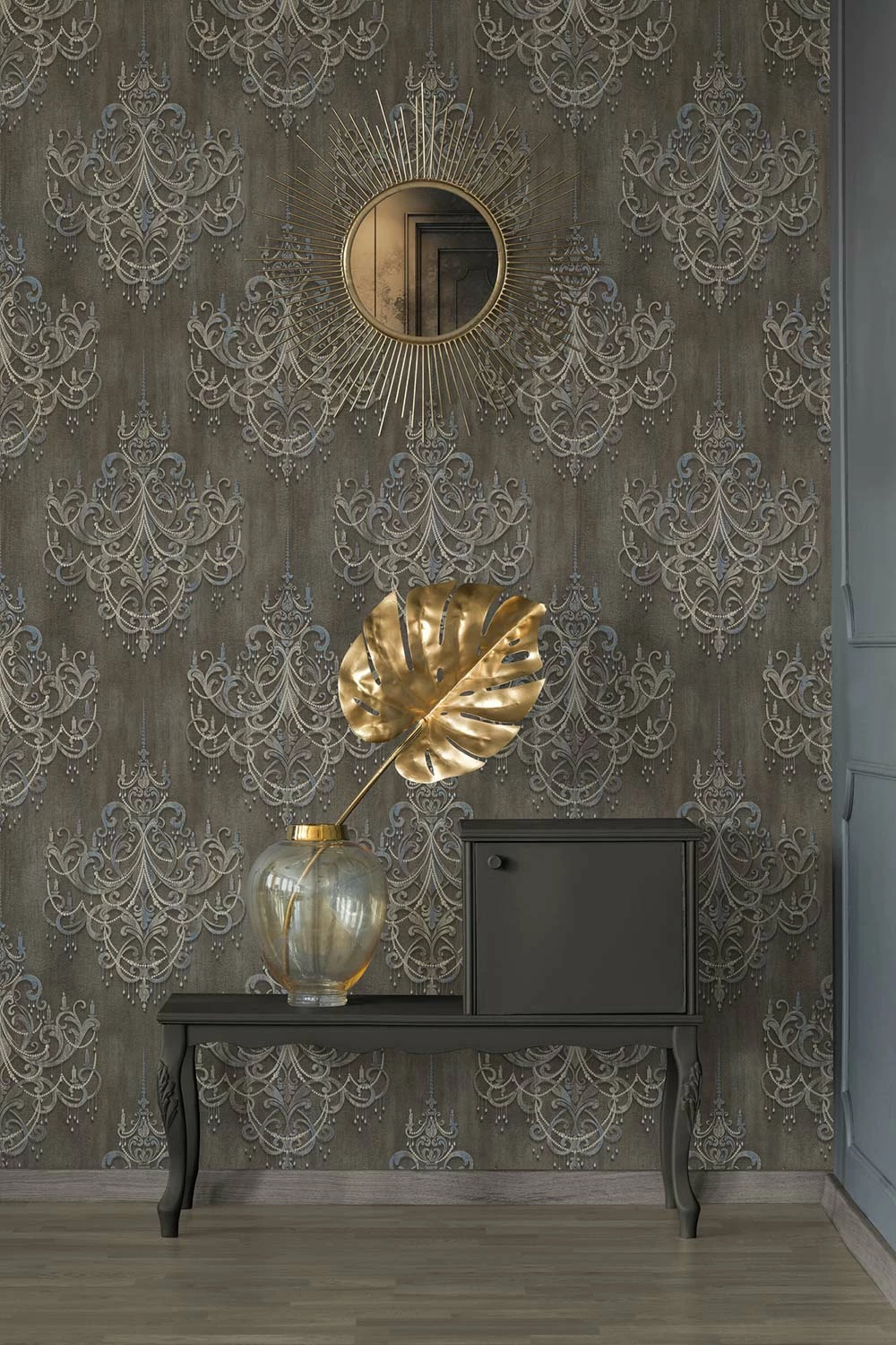 Tapete Vlies Ornamente Barock Braun Blau Weiss 38096-1 6 Tapete Vlies Ornamente Barock Braun Blau Weiss 38096-1 – Bild 4