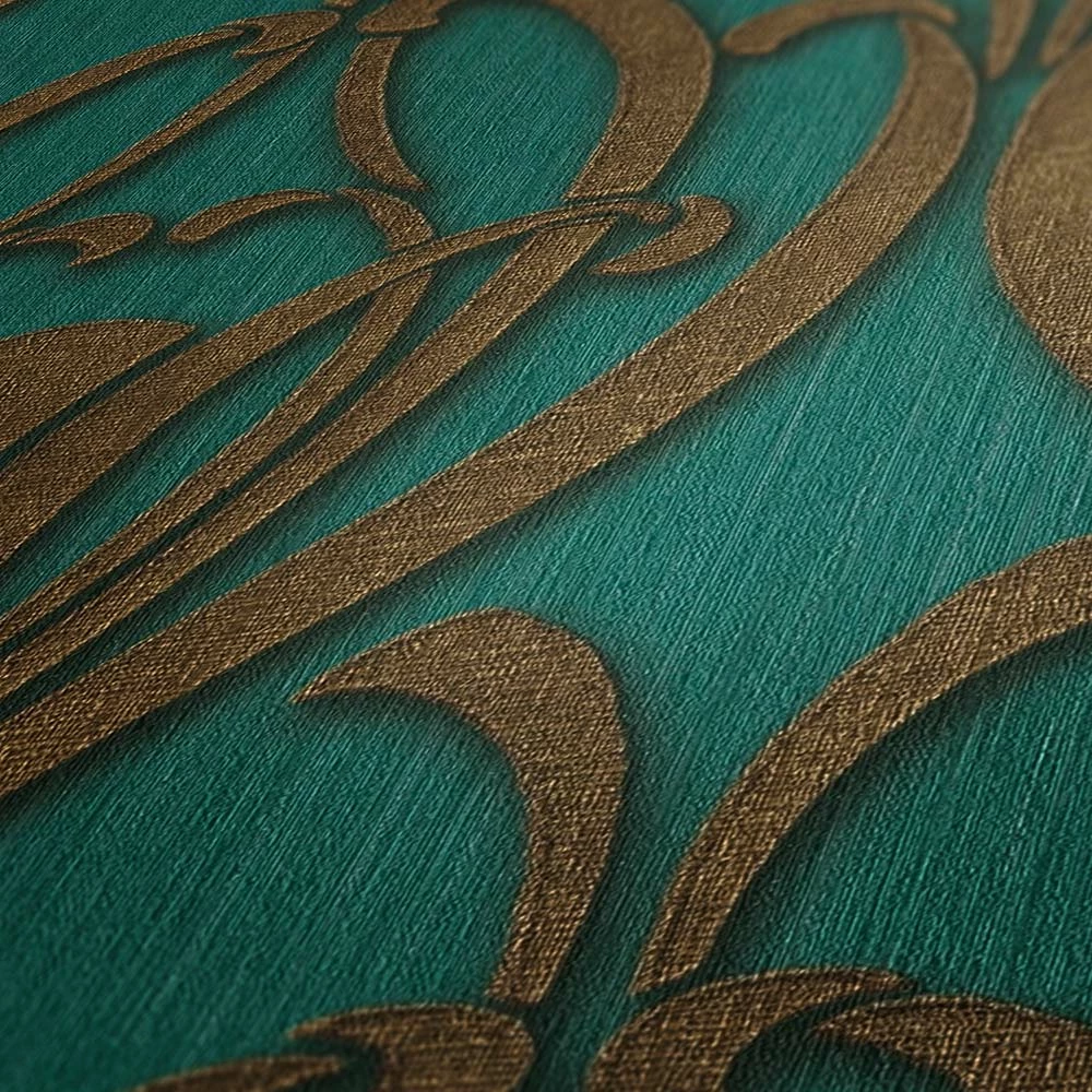 Tapete Vlies Ornamente Klassik Grün Gold 38091-5 5 Tapete Vlies Ornamente Klassik Grün Gold 38091-5 – Bild 3