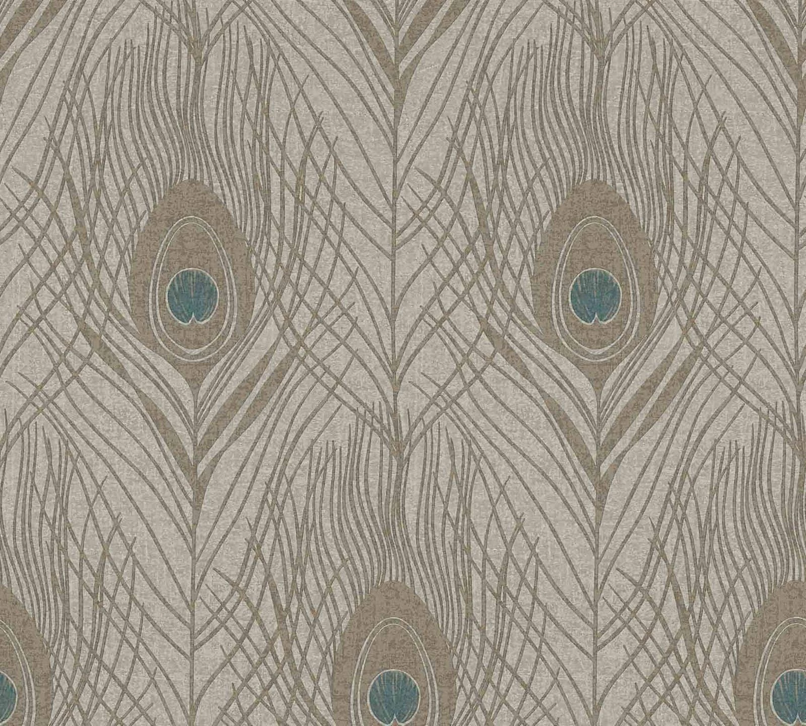 Tapete Vlies Pfau Feder Hellbraun Türkis 36971-6 3 Tapete Vlies Pfau Feder Hellbraun Türkis 36971-6