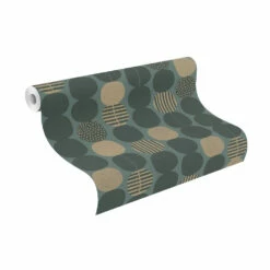 Tapete Vlies Rasch Grafik Kreise Grün Gold 539752