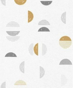 Tapete Vlies Rasch Halbkreise Prego Weiß Braun 500554