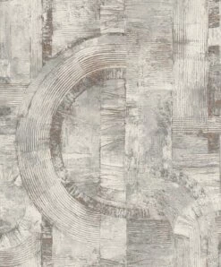 Tapete Vlies Rasch Halbkreise Grau Bronze 554779