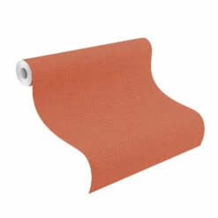 Tapete Vlies Uni Textilstruktur Orange-rot Rasch 700497