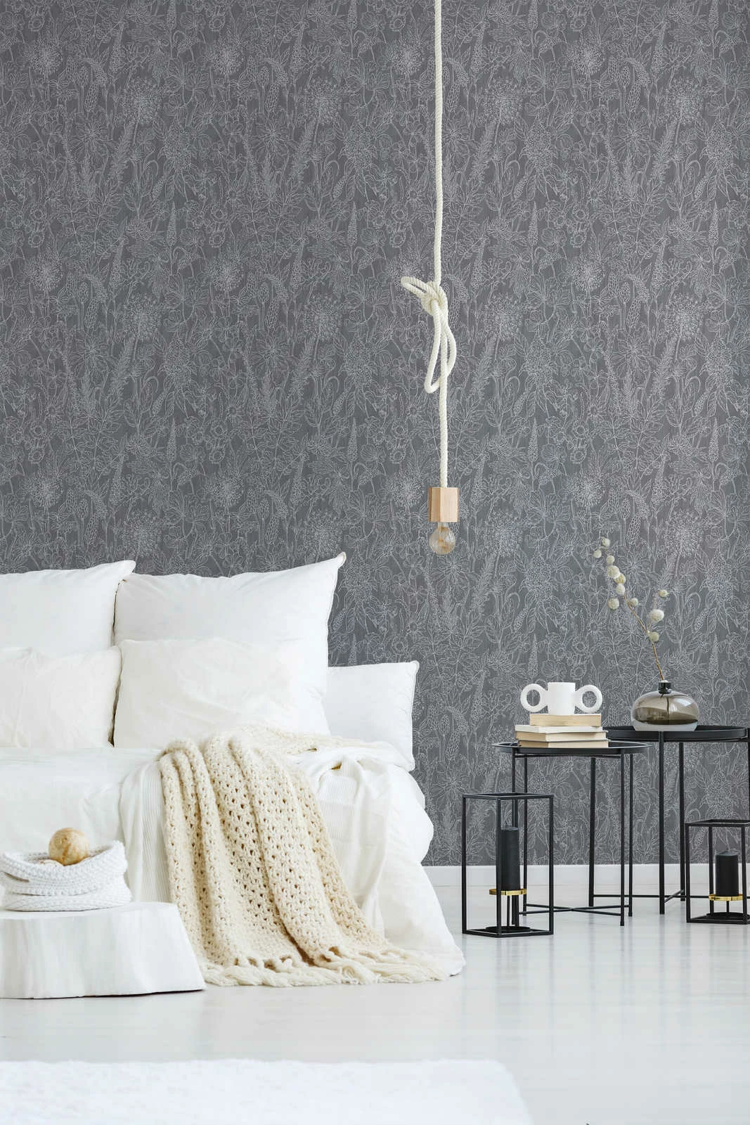 Tapete Vlies Wiese Blumen Dunkelgrau Metallic 37834-4 6 Tapete Vlies Wiese Blumen Dunkelgrau Metallic 37834-4 – Bild 4