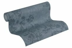 Tapete Vlies Zweige Mit Blüten Blau Creme 37397-4