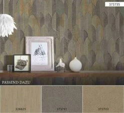 Tapete Vlies Feder-Motiv Beige Grau Gold 37373-5 -Haus Dekoration Tapete aus Vlies Feder Motiv beige grau gold 373735 63202881 1