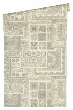 Versace Home Tapete Ornamentkachel Creme Metallic 370485 -Haus Dekoration Versace Home IV Vinyltapete Ornamentkachel creme Metallic 370485 63200264 2