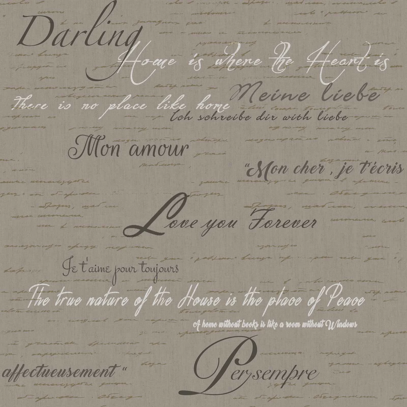 Vinyltapete Schrift Französisch Taupe Anthrazit 007849 3 Vinyltapete Schrift Französisch Taupe Anthrazit 007849