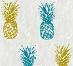 Vliestapete Tropen Pyramiden Blau Gold Glanz 35997-2