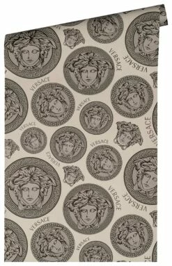 Versace Vliestapete 38611-2 Medusa Logo Beige Grau -Haus Dekoration Vliestapete 38611 2 Medusa Beige VERSACE Home Tapete 63213731 2
