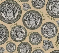 Versace Vliestapete 38611-4 Medusa Beige Gold Silber