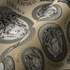 Versace Vliestapete 38611-4 Medusa Beige Gold Silber -Haus Dekoration Vliestapete 38611 4 Medusa Beige VERSACE Home Tapete 63213733 1