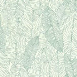 Vliestapete Blätter Linien Weiß Grün Jungle Fever 139010