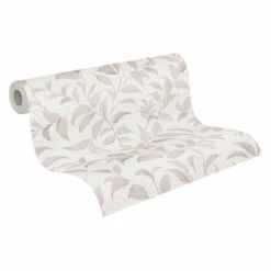 Vliestapete Blätter Illustration Weiß Rosa 38962-1 -Haus Dekoration Vliestapete Floral Blaetter Zweige Weiss Rosa 38962 1 63216889 8