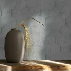 Vliestapete Grau Waben 3D Optik Marburg 34160