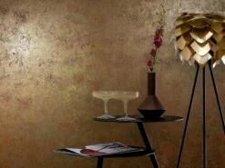Vliestapete Putz Patina Rotbraun Gold Metallic 77706