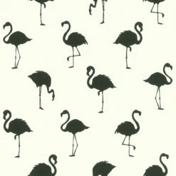 Vliestapete Silhouette Flamingo Weiß Schwarz 138993